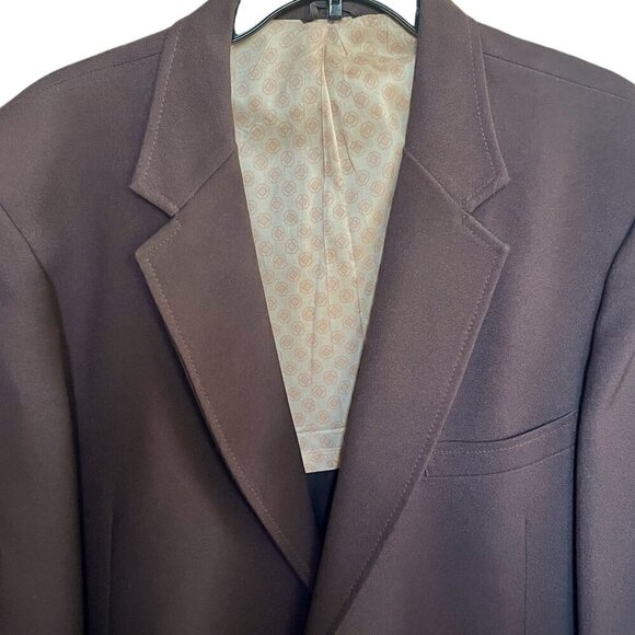 Quad Brown Sports Coat Blazer Jacket Vintage 70s Retro 2 Button Pockets Poly Ble - Picture 3 of 9